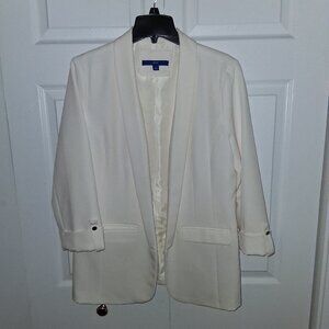 APT 9 Women L Suit Coat Blazer Ivory Lined interior 3/4 length sleeves
